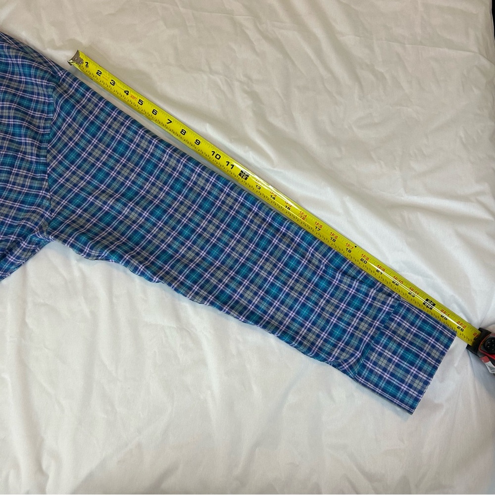 Peter Millar Soft button down Blue Plaid Men's size medium Shirt long sleeve - Picture 9 of 10